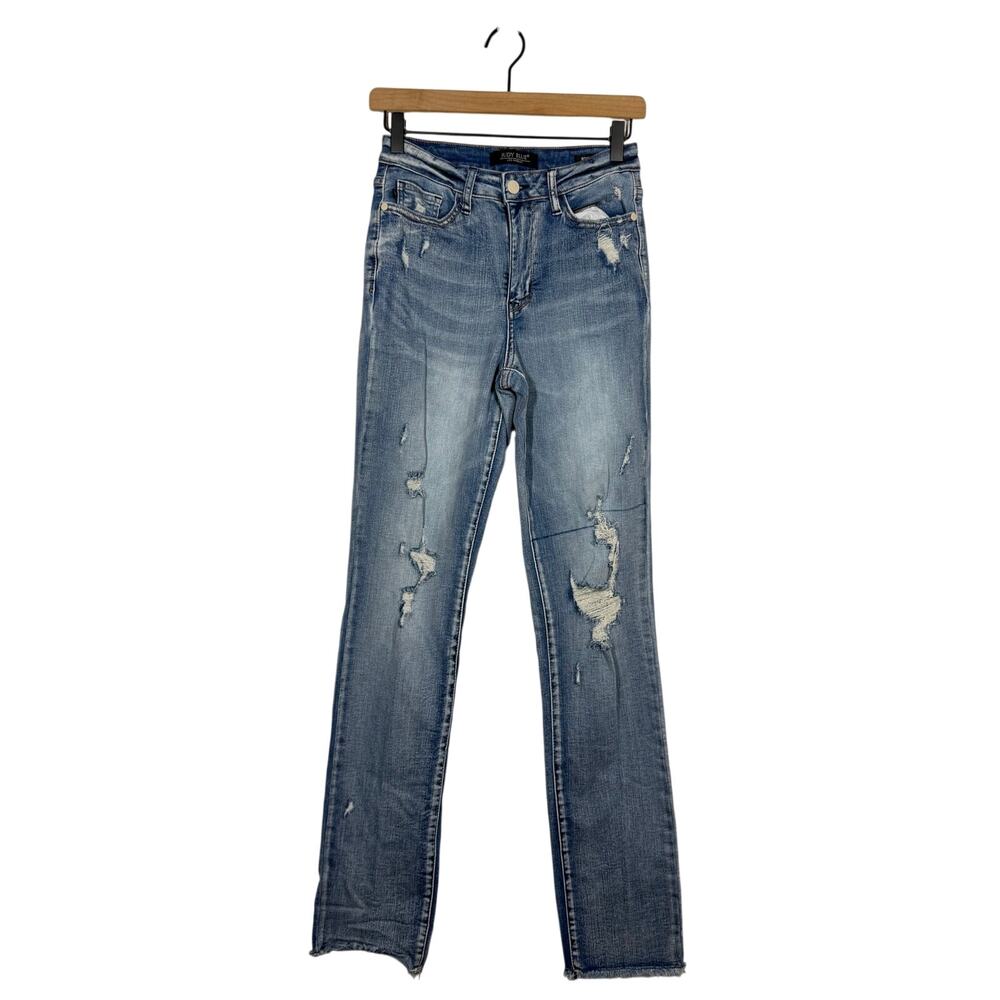 Judy Blue Jeans Boyfriend Fit Size 3/26 Blue Denim High Rise Mid Rise Distressed